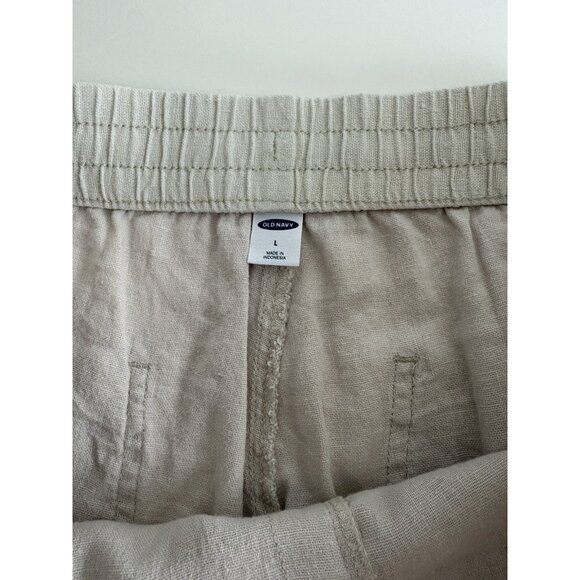 Old navy Womens Pants Size Large Tan Linen Blend Pullon Causal Beach - Picture 5 of 10